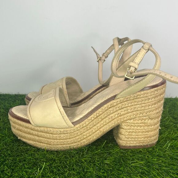 Tory Burch Women Espadrilles Bourbon Beige Shoes Sandals Size 8 - Picture 1 of 8